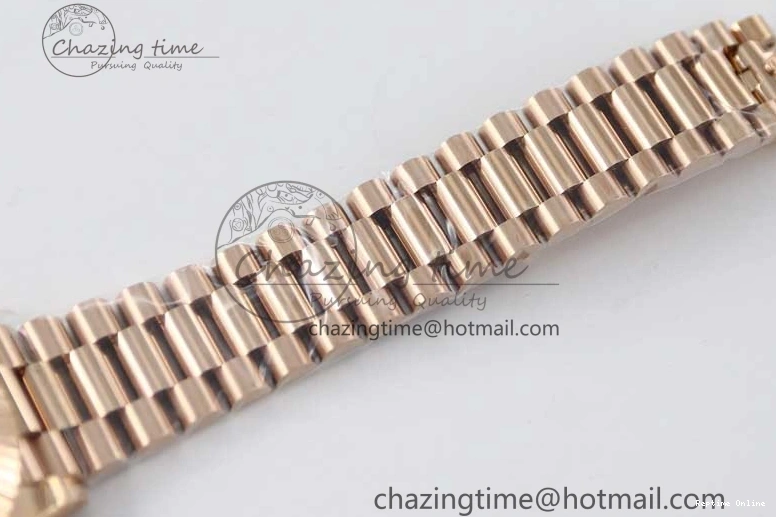 0419 Day Date 40mm RG 904L Steel TWF 1:1 Best Edition Black Crystal Dial on RG Bracelet A MoistureWicking 2349